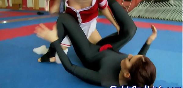  Wrestling spandex les pussylicked by teen